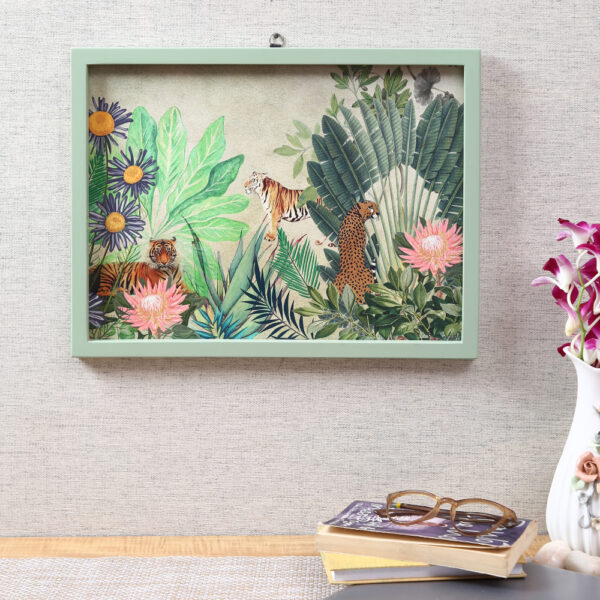 Rectangle Wall Frame With Canvas Digital Print (Tiger) D-12